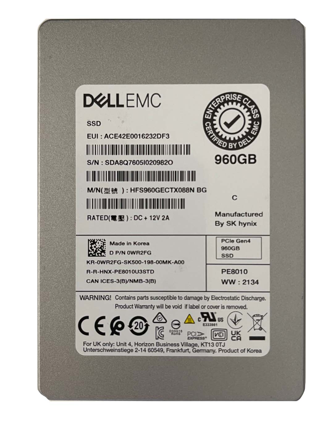 HFS960GECTX088N - Hynix 960GB PCI Express NVMe TLC U.2 2.5" SSD
