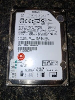 Hitachi Travelstar 4K40 40GB 4200RPM IDE Hard Drive HTS424040M9AT00