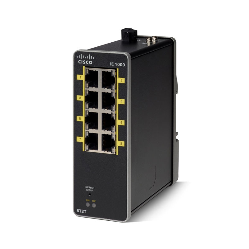 IE-1000-6T2T-LM, Cisco IE 1000 Switch, 8xFE copper ports/GUI management/L2 switch