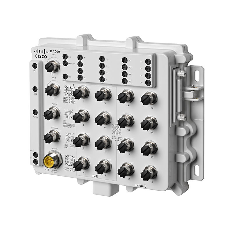 IE-2000-16T67P-G-E, Cisco IE2000 Switch, 16xFE M12/8xPoE+/2xGE