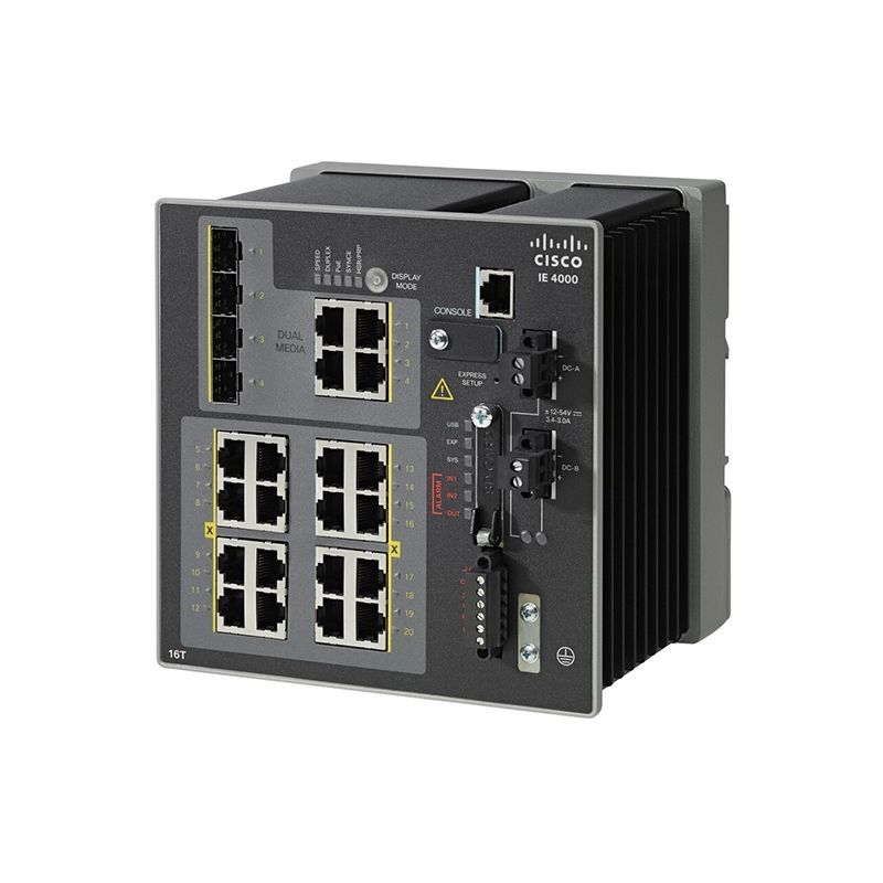 IE-4000-16T4G-E, Cisco IE4000 Switch, 16x10/100M RJ45/4x1G Combo/LAN Base