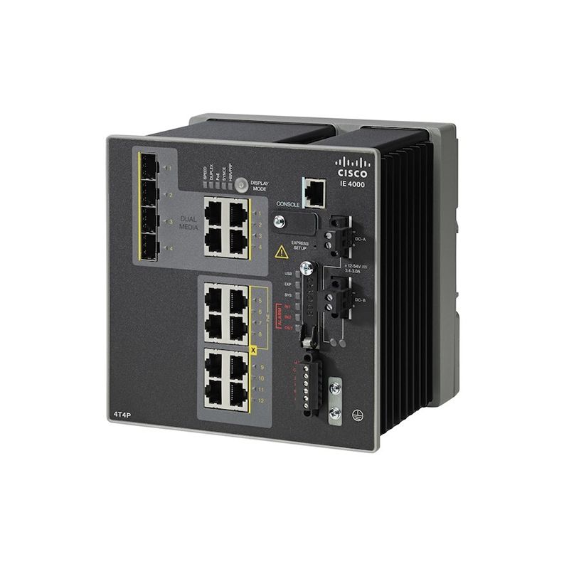 IE-4000-4T4P4G-E, Cisco IE 4000 Switch, 4x10/100M RJ45/4xPoE/4x1G Combo