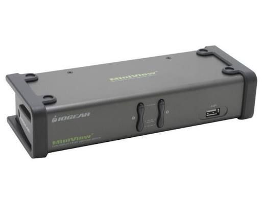 2 PORT DUAL VIEW KVM SWITCH W/AUDIO AND USB PERIPHERAL SHARING TAA COMPLIANT