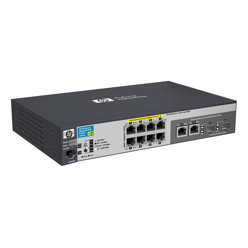 J9562A, Aruba 2915 Switch, 8xGE PoE/Compact Size/Fanless