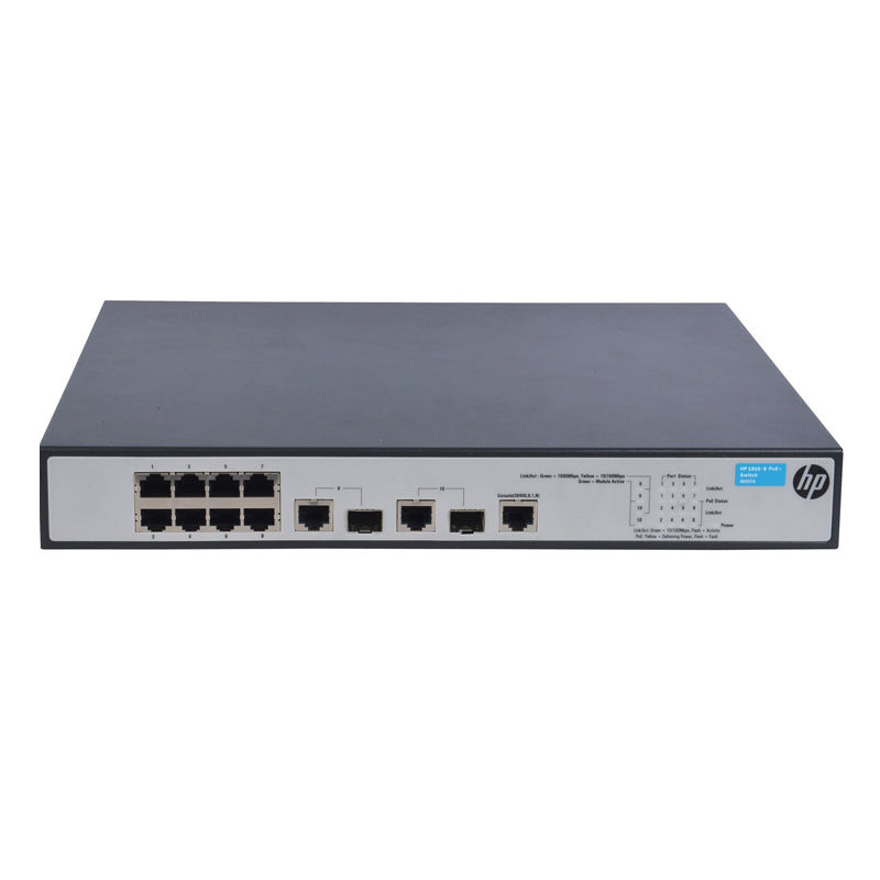JG537A, Aruba HP 1910 Switch, 8xGE PoE+/2xGE SFP/No Fan & PSU