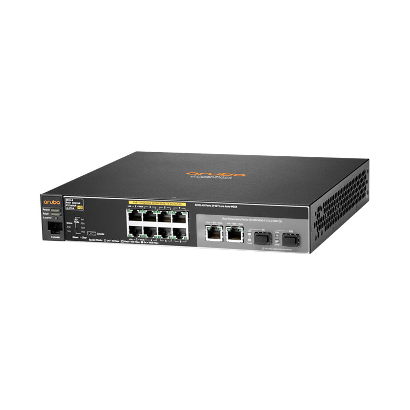 JL070A, Aruba 2530 Switch, 8xPoE+ ports/Internal Power Supply/Secure & reliable