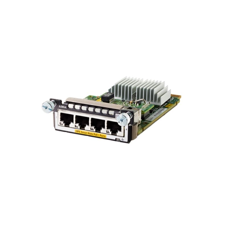 JL081A, Aruba 3810M 4-port PoE+ Module, 4xPoE+ ports/Plug-in module/Hot-swappable