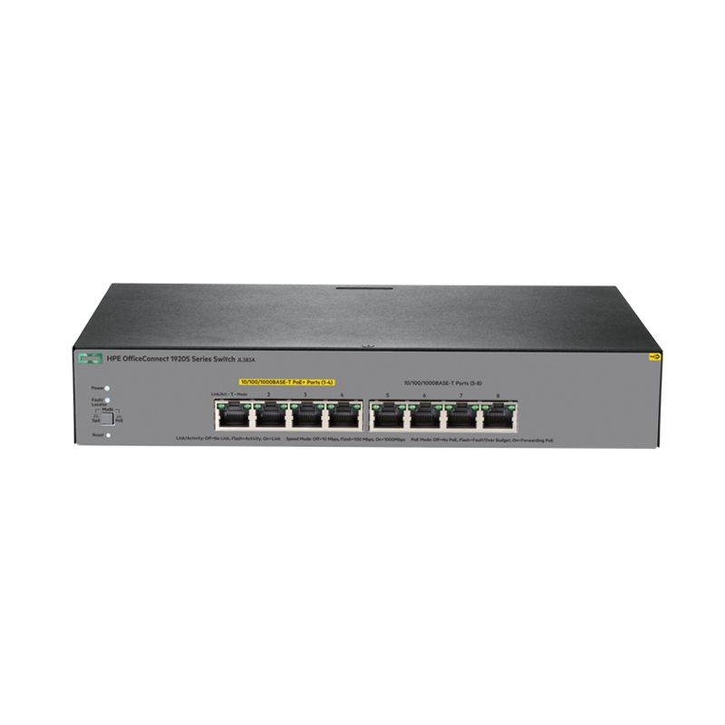 JL383A, Aruba HPE OfficeConnect Switch, 8xGE PoE+/65W PoE/No Fan
