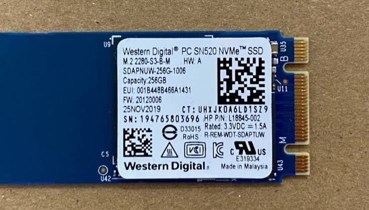 Western Digital SN520 256GB NVMe M.2 2280 SSD L18845-002