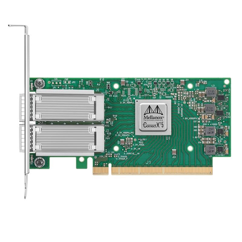 MCX516A-CCAT, NVIDIA Mellanox ConnectX-5 EN Network Interface Card, 100GbE Dual-port QSFP28/PCIe3.0 x16/Tall Bracket