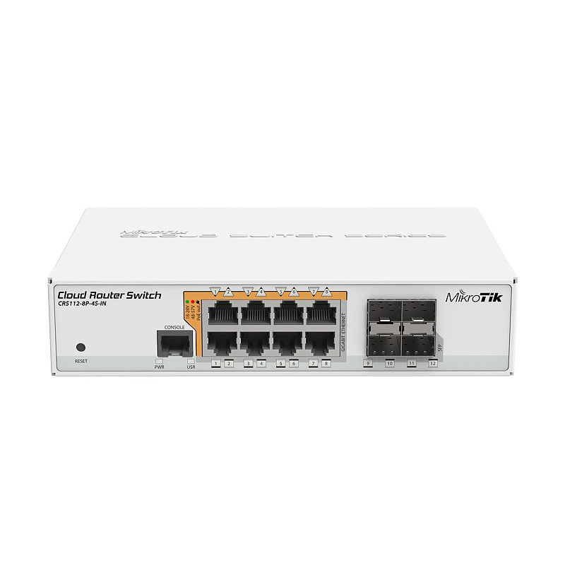 CRS112-8P-4S-IN, Mikrotik CRS Switch, 8xGE PoE-out/4xSFP/128MB RAM