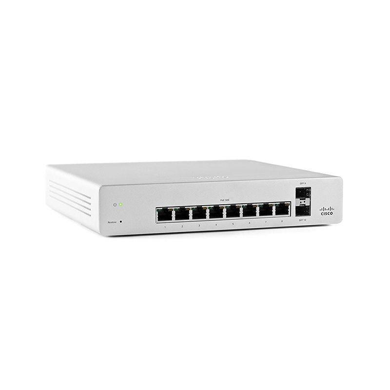 MS220-8P-HW, Cisco Meraki Switch, 8x1G PoE/124W PoE/L2 Cloud Managed
