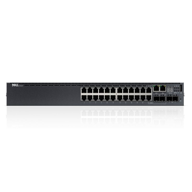 N3024, Dell Networking Switch, 24x1GbE, 2x10GbE SFP+, 1x AC PSU