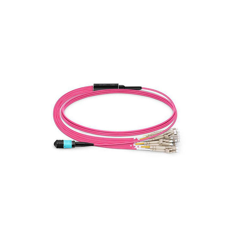 MPOF-1M-12LC(D)-OM4-24C-3R/2R-A-FO0.6-L, Neutral MPO Fiber Cable, MPO/UPC female-12*LC/UPC duplex/OM4/24 Cores/1M