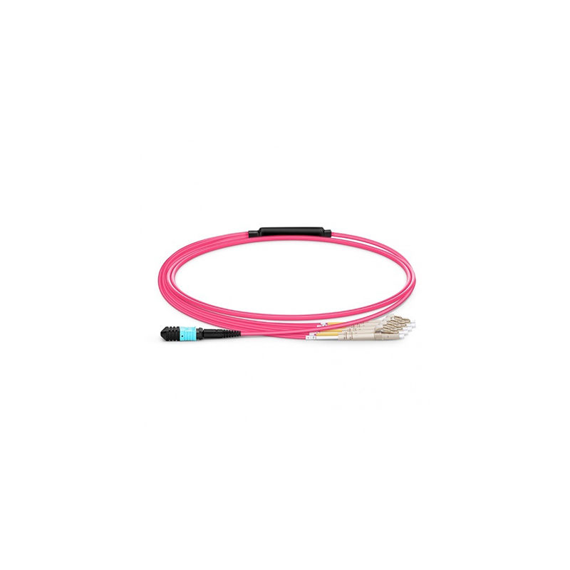 MPOF-1M-4LC(D)-OM4-8C-3R/2R-B-FO0.6-L, Neutral MPOF Series Fiber Optic Patch Cord, MPO/UPC female-4*LC/UPC duplex, 1M, OM4, 8 cores