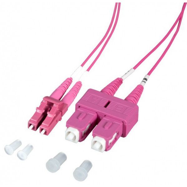 ONC-FJ5G4LCSC-10M - 10 METER LC-SC OM4 LAZERSPEED FIBER OPTIC CABLE, AQUA, OFNR, 50/125 FIBER, MULTI