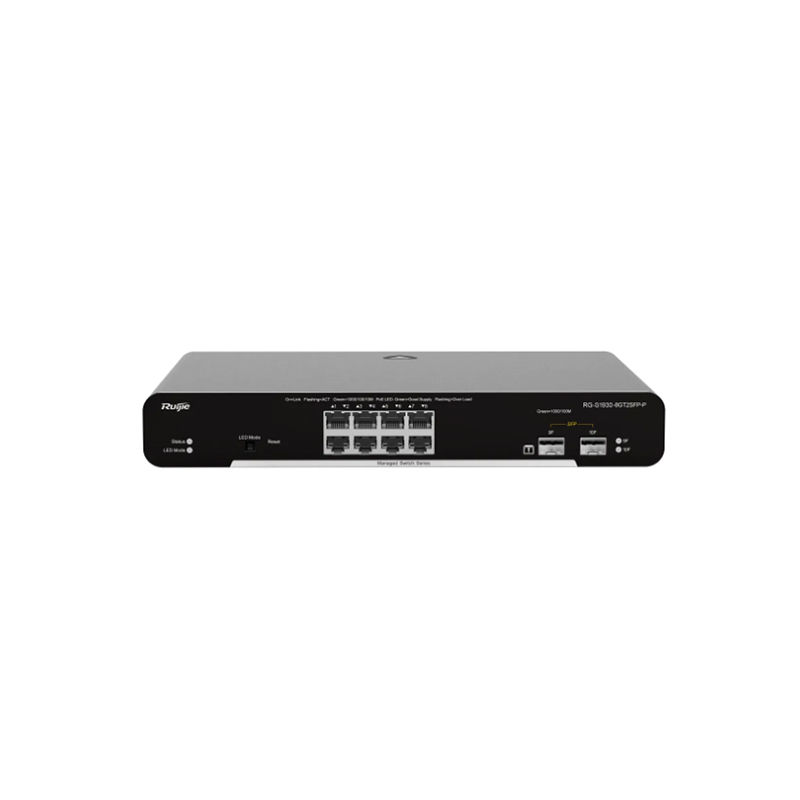 RG-S1930-8GT2SFP-P, Ruijie RG-S1930 Switch, 192Gbps/8xGE PoE+/2xSFP