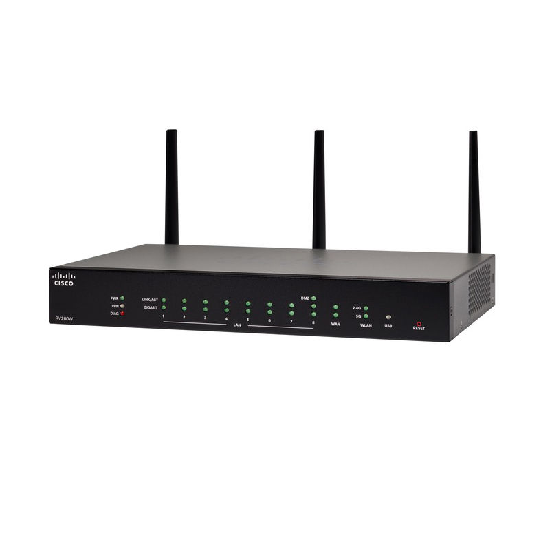 RV260W-E-K9-G5, Cisco RV260W Wireless Router, Wireless-AC/VPN/Gigabit