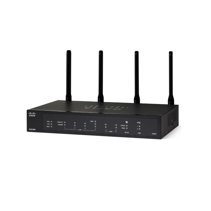 RV340W-E-K9-G5, Cisco RV340W Wireless-AC Dual WAN Gigabit VPN Router, Dual WAN/802.11ac Wi-Fi/4xGE
