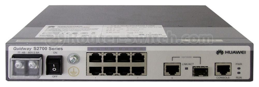 S2700-9TP-EI-DC, Huawei S2700 Switch, 8x10/100Base-T/1xGE Combo/DC -48V