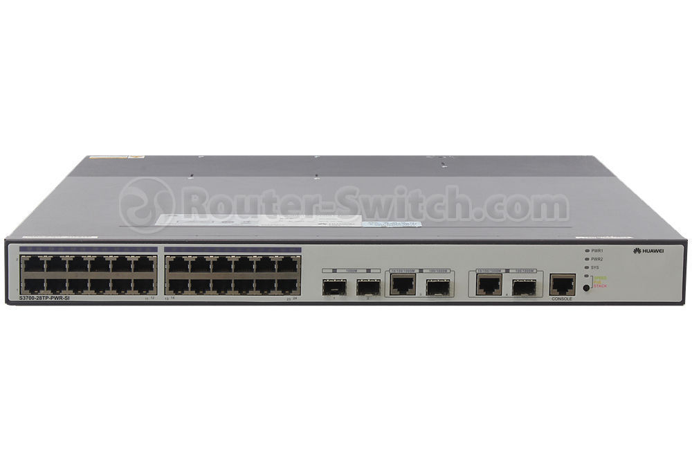 S3700-28TP-PWR-SI, Huawei S3700 Switch, 24x10/100 PoE+, 2xGig SFP, 500W AC PSU