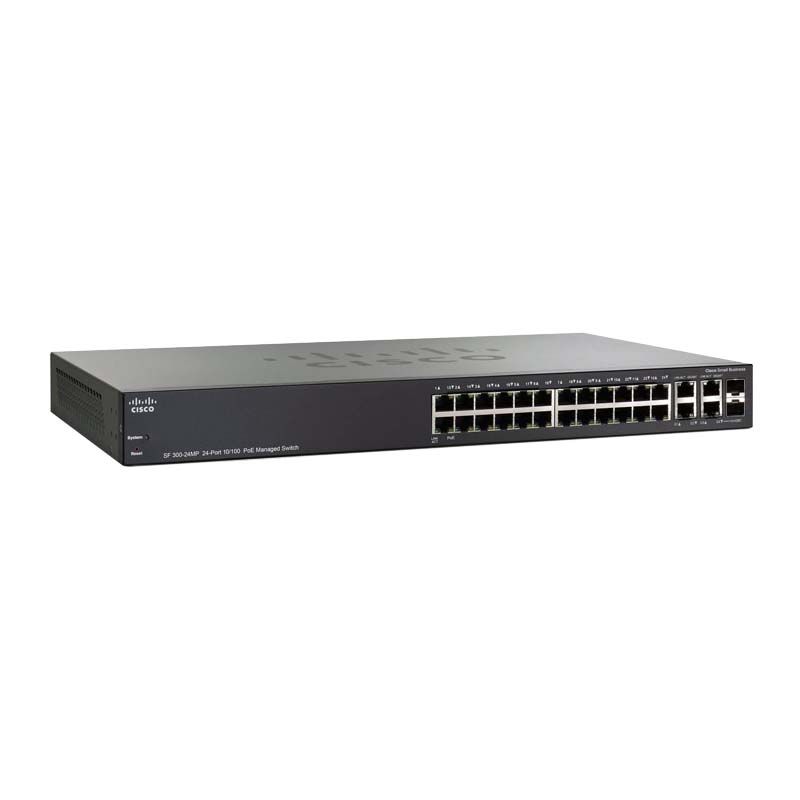 SF300-24MP, Cisco SF300 Switch, 24x10/100 PoE+, 375W power, 2xGE/mini-GBIC