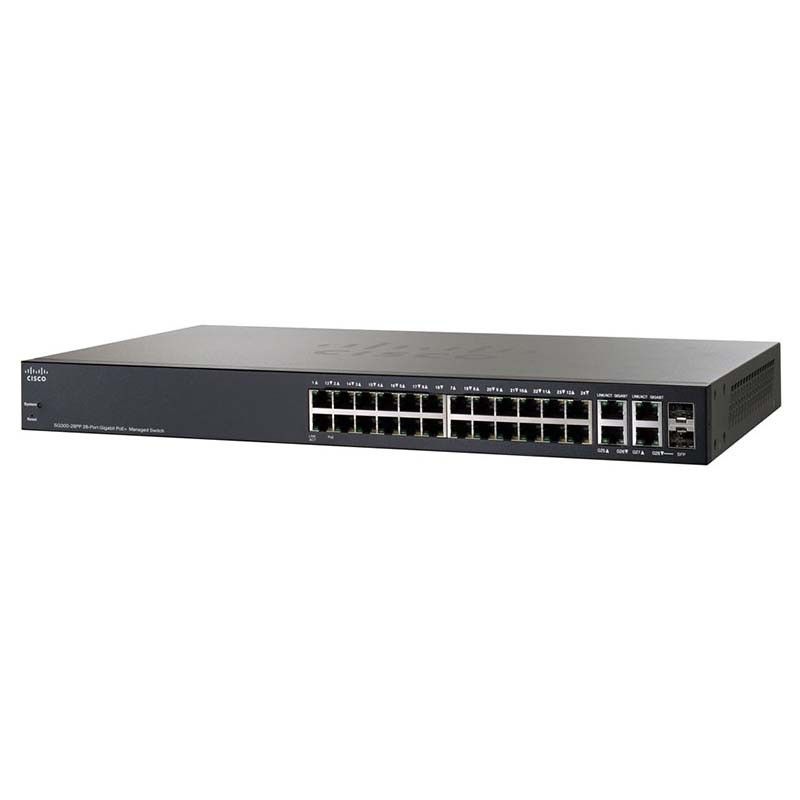 SG300-28PP-K9-EU, Cisco SG300 Series Switch, 24xPoE+ 180W/2xmini-GBIC/EU