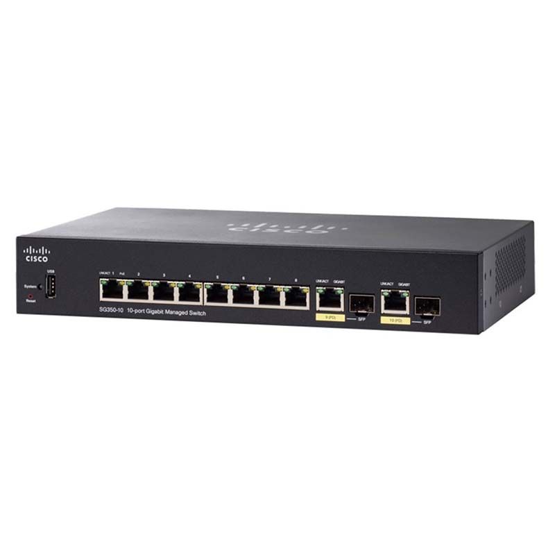 SG350-10, Cisco SG350 Series Switch, 8xGigabit, 2xSFP, No Fan & PSU