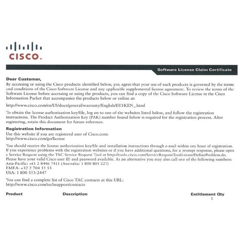 SL-1100-4P-SECNPE, Cisco ISR 1100 Series License, NPE Security/For 1100 4P/Official Authorization