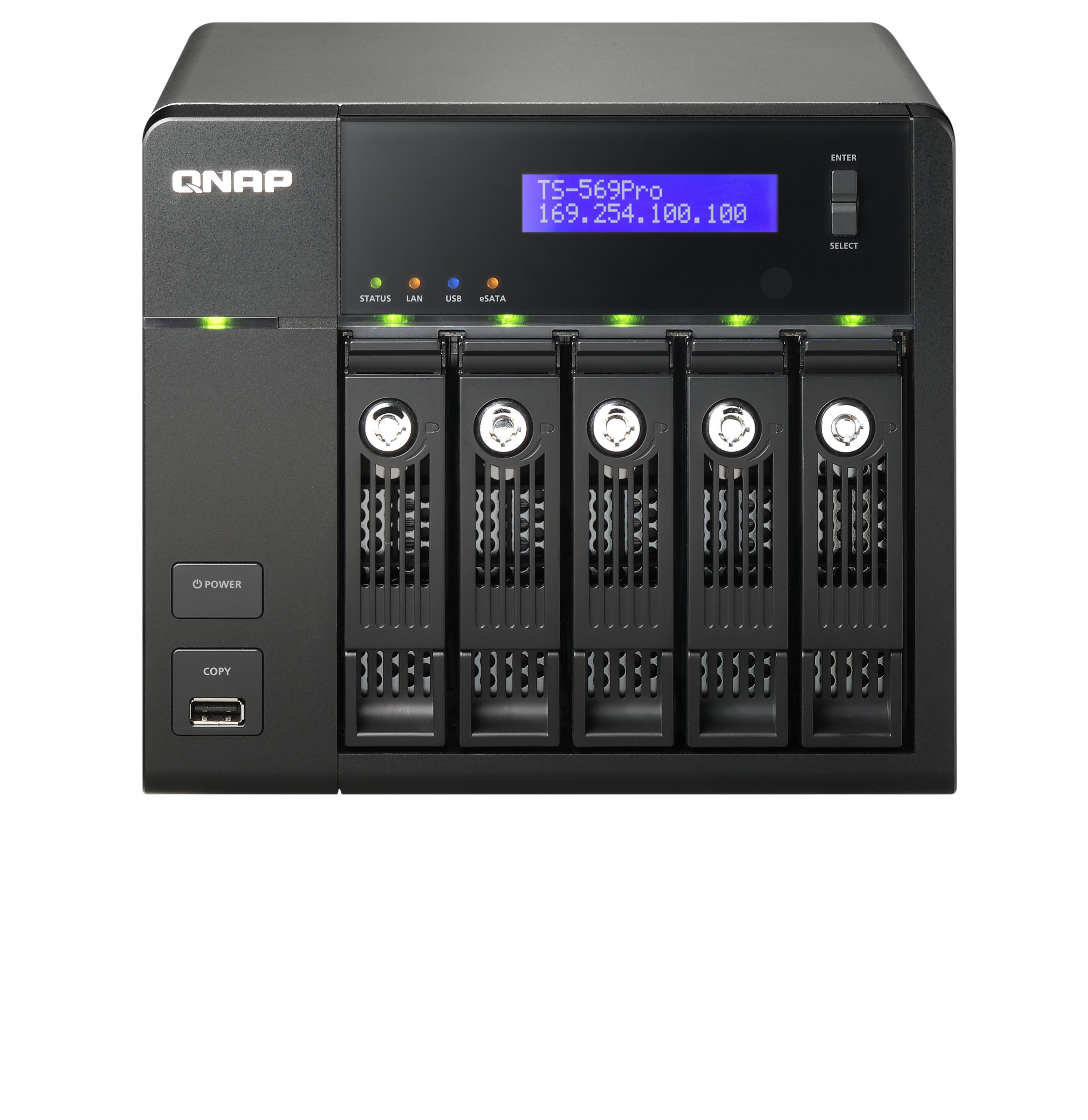QNAP TS-569 PRO NAS/storage server Tower Intel Atom® 1 GB DDR2 Linux Black