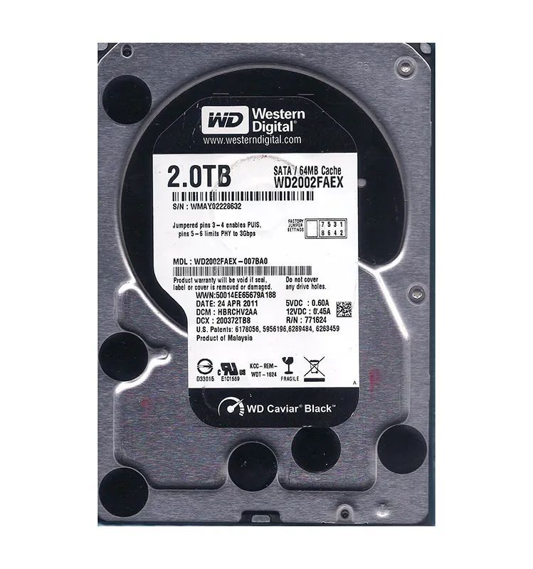 Western Digital Caviar Black 2TB 7200RPM SATA 6Gb/s 64MB Cache 3.5-Inch Hard Drive