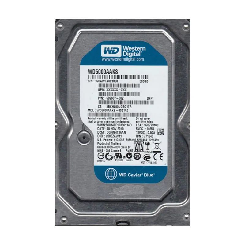 Western Digital Caviar Blue WD5000AAKS 500GB 7200RPM 16MB Cache SATA II 3.0Gb/s 3.5" Internal Hard Drive