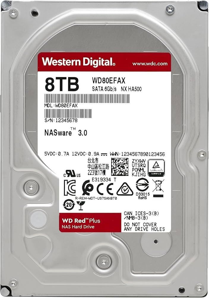 Western Digital Red 8TB 5400 RPM SATA 6Gb/s 256MB Cache 3.5-Inch Hard Drive