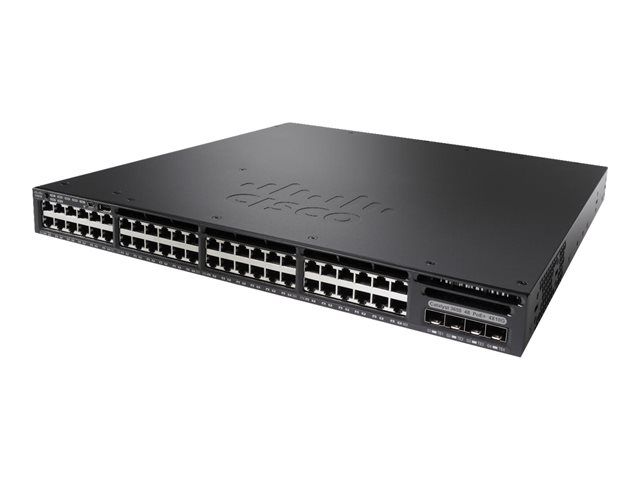 WS-C3650-48FQ-S, Cisco Catalyst 3650 Switch, 48xFull PoE/4x10G Uplink/IP Base
