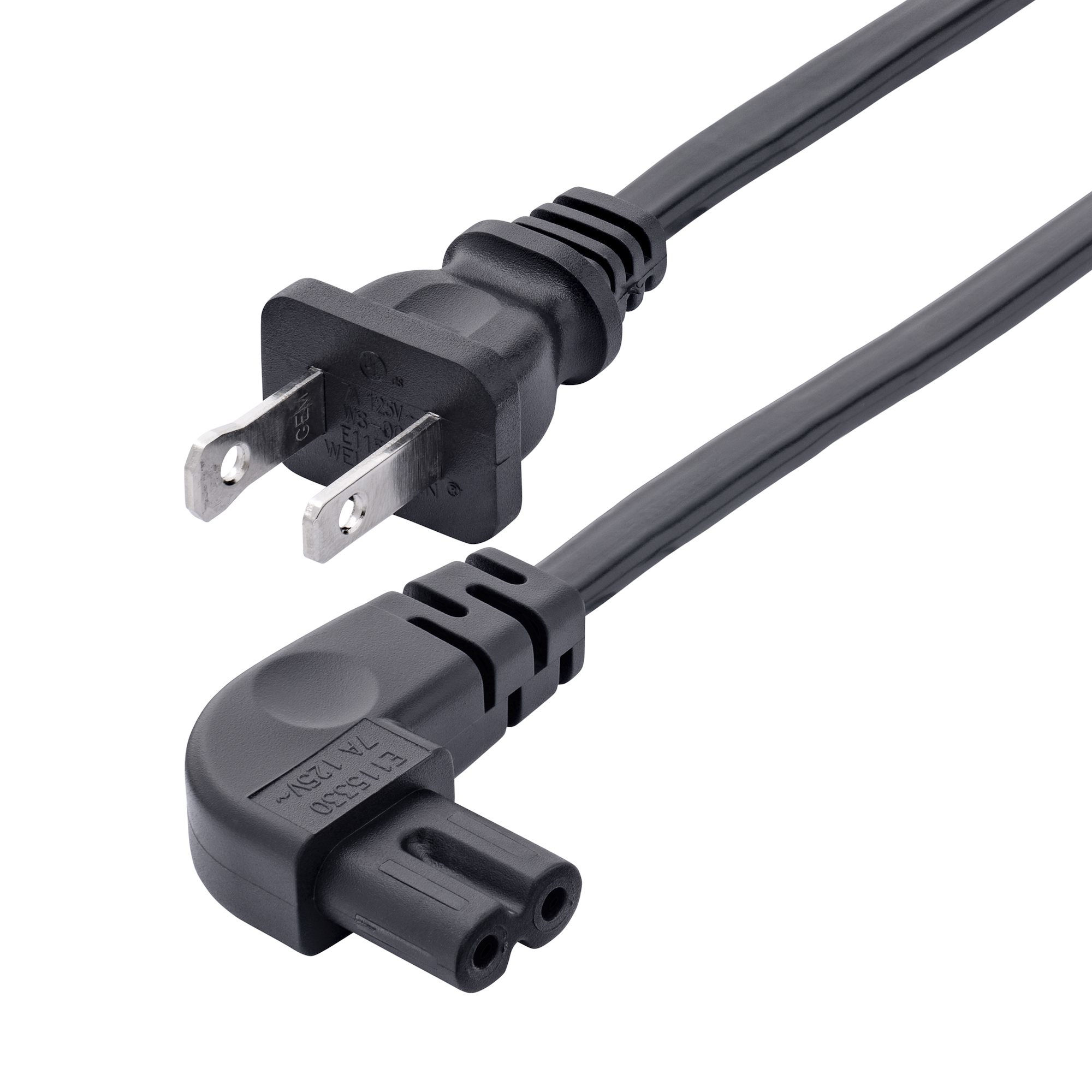 StarTech.com 3ft (1m) Laptop Power Cord, NEMA 1-15P to Right Angle C7, 7A 125V, 18AWG, Laptop Charger Cable, Replacement Power Brick Cord, AC Power Cable, TAA Compliant, UL Listed