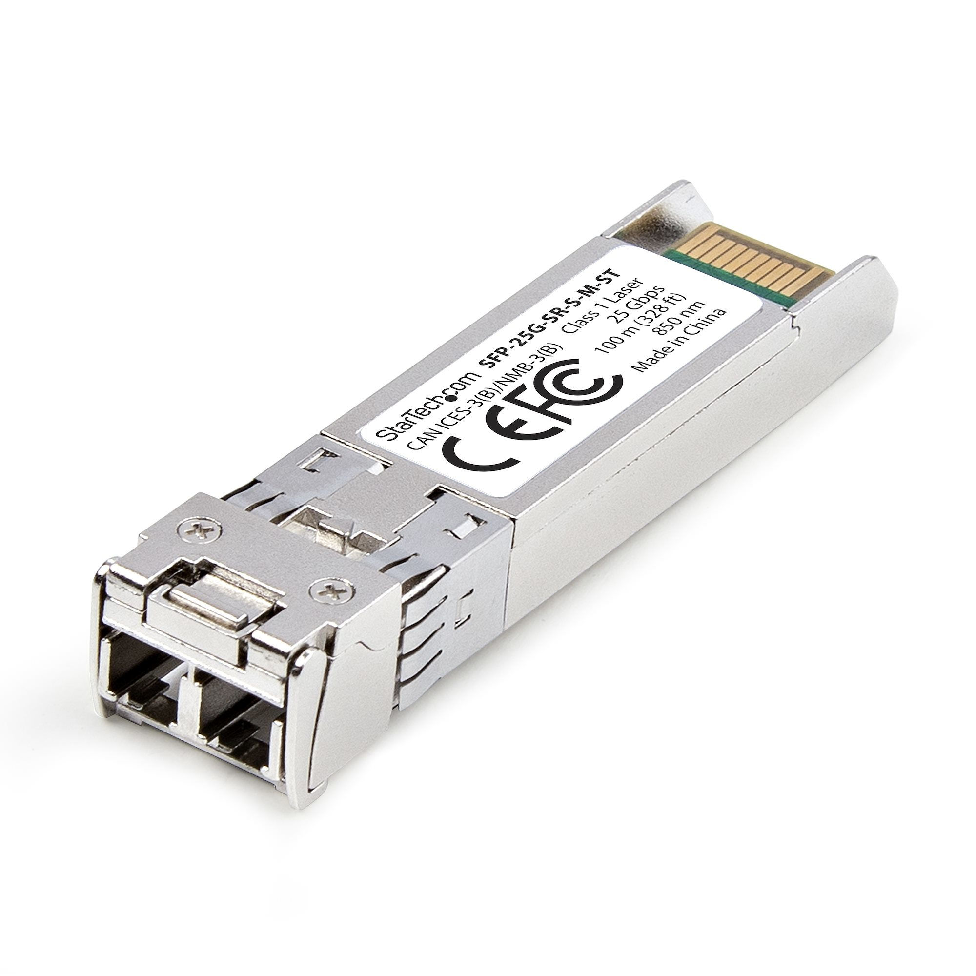 StarTech.com MSA-Compliant SFP-25G-SR-S SFP28 Module, 25Gbps Multimode Fiber (MMF), 100m (328ft), LC Connector, 850nm, 25 Gigabit Optical Transceiver w/ DDM/DOM