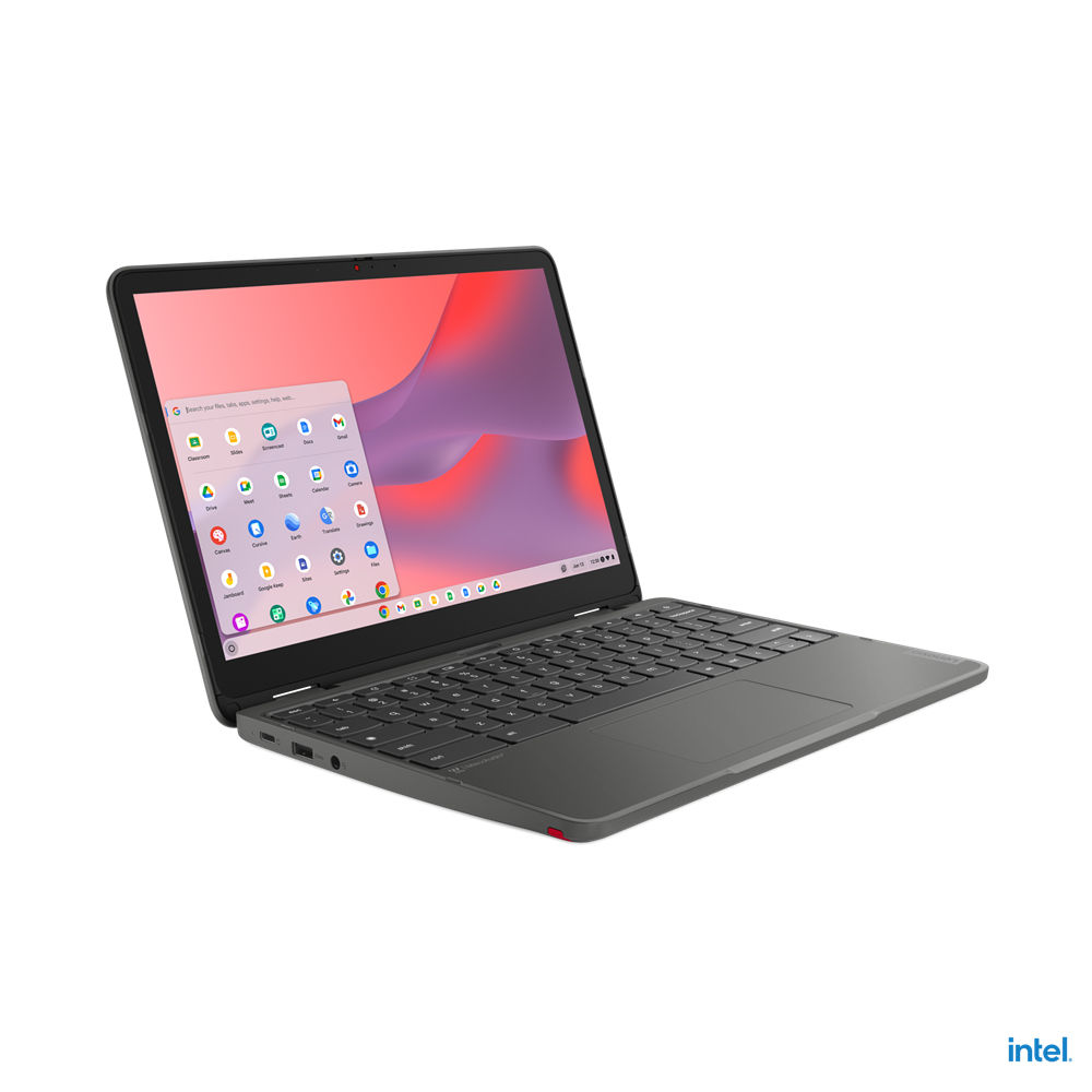 Lenovo 500e Yoga Chromebook Gen 4 Intel® N N100 31 cm (12.2") Touchscreen WUXGA 4 GB LPDDR5-SDRAM 32 GB eMMC Wi-Fi 6E (802.11ax) ChromeOS US English Grey