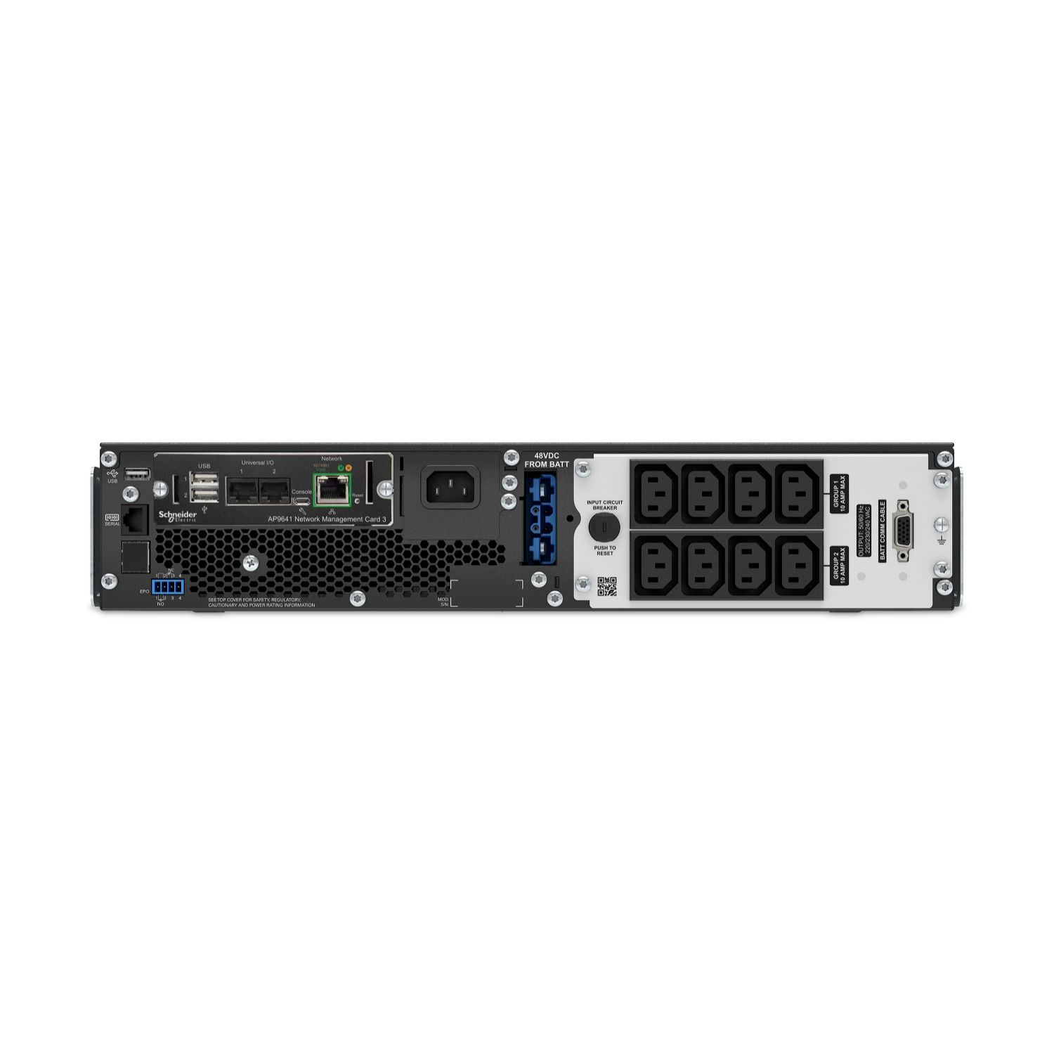 APC Smart-UPS On-Line, 1500VA, Rackmount 2U, 230V, 8x C13 IEC outlets, Network Card, W/ rail kit, Used W/O Lithium-ion external battery