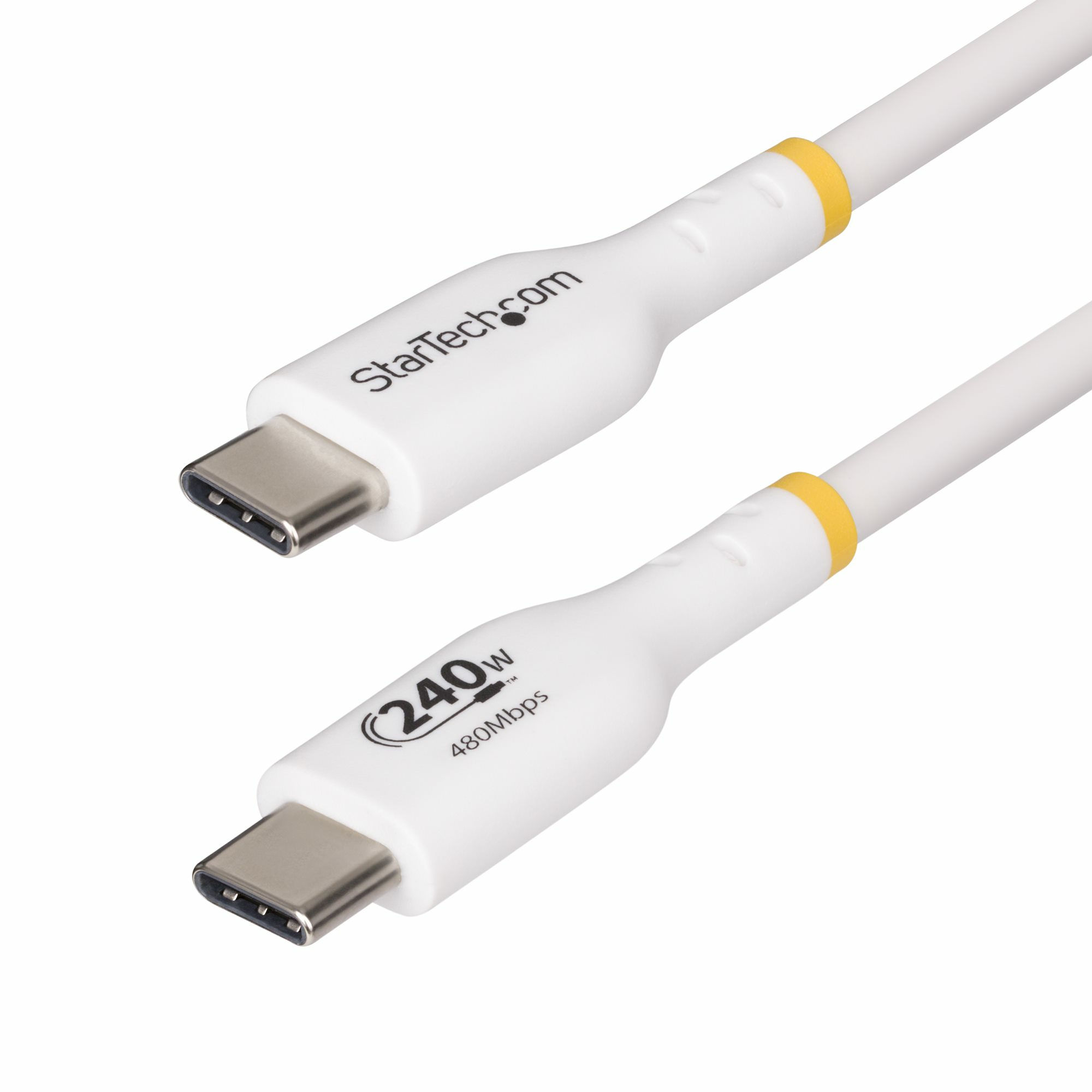 StarTech.com 6ft White USB-C Charging Cable, USB-IF Certified USB C Cable, 240W PD EPR, USB 2.0 Type-C Laptop Charger Cord, USB-C Data Transfer Cable, TPE Jacket