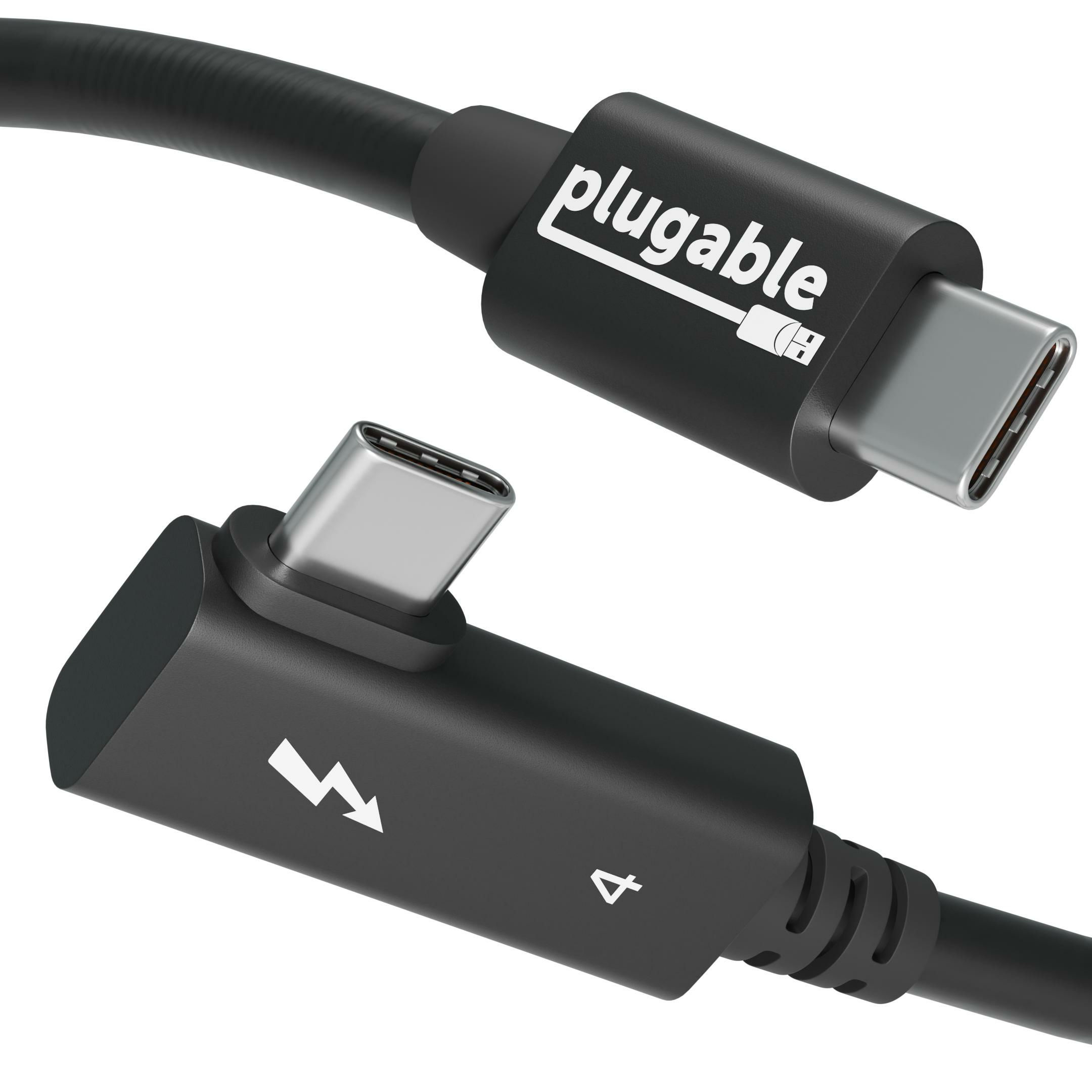Plugable Technologies Thunderbolt 4 Cable Right Angle 40Gbps with 240W EPR Charging, 8K Display, Intel Certified 2.6 Feet (80CM) Compatible with USB4, Thunderbolt 3, USB C, iPad, MacBook, Windows (TBT4-240W-80CMR)