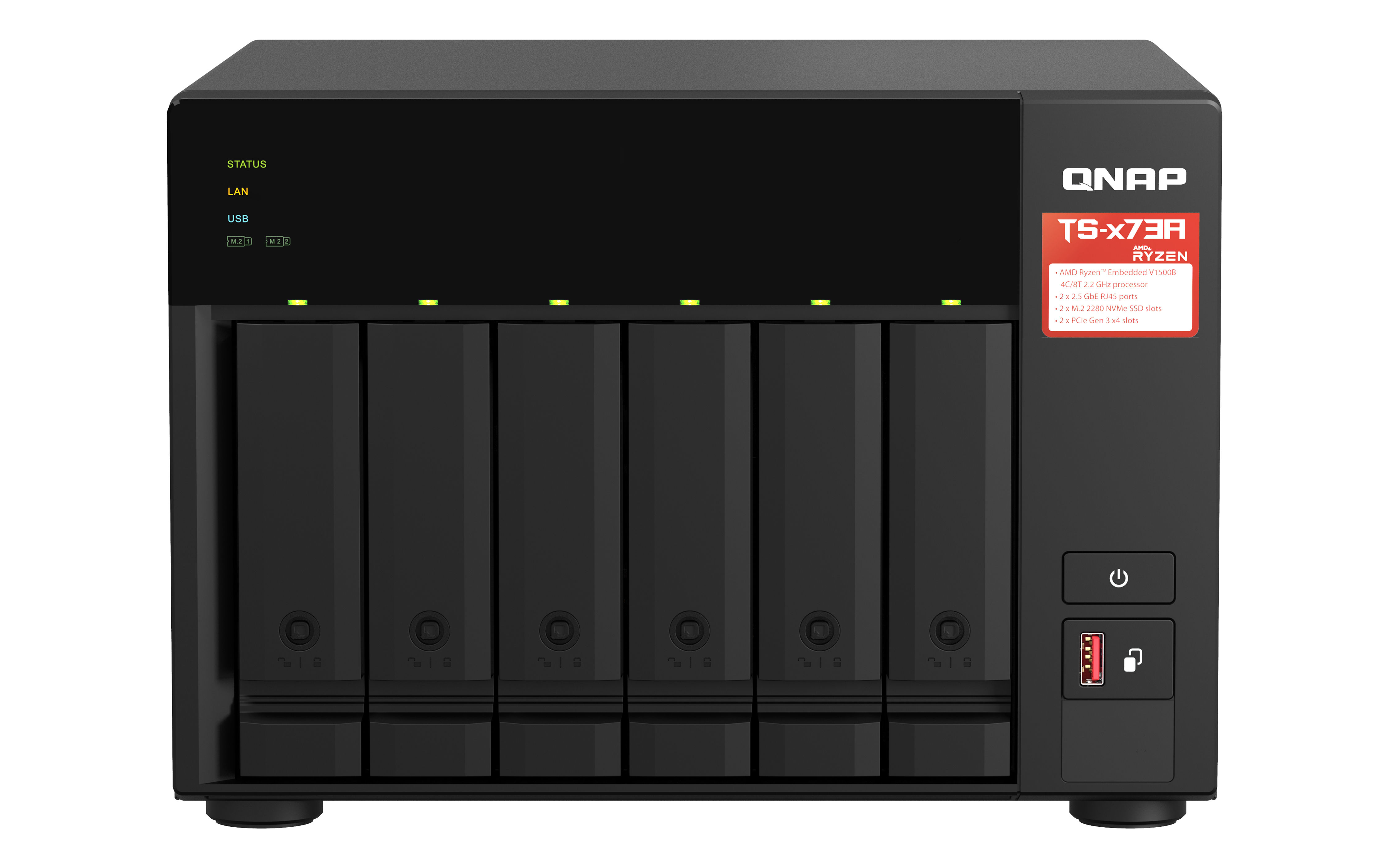 QNAP TS-673A NAS Tower Ryzen Embedded V1500B 8 GB DDR4 0 TB QNAP Turbo System Anthracite
