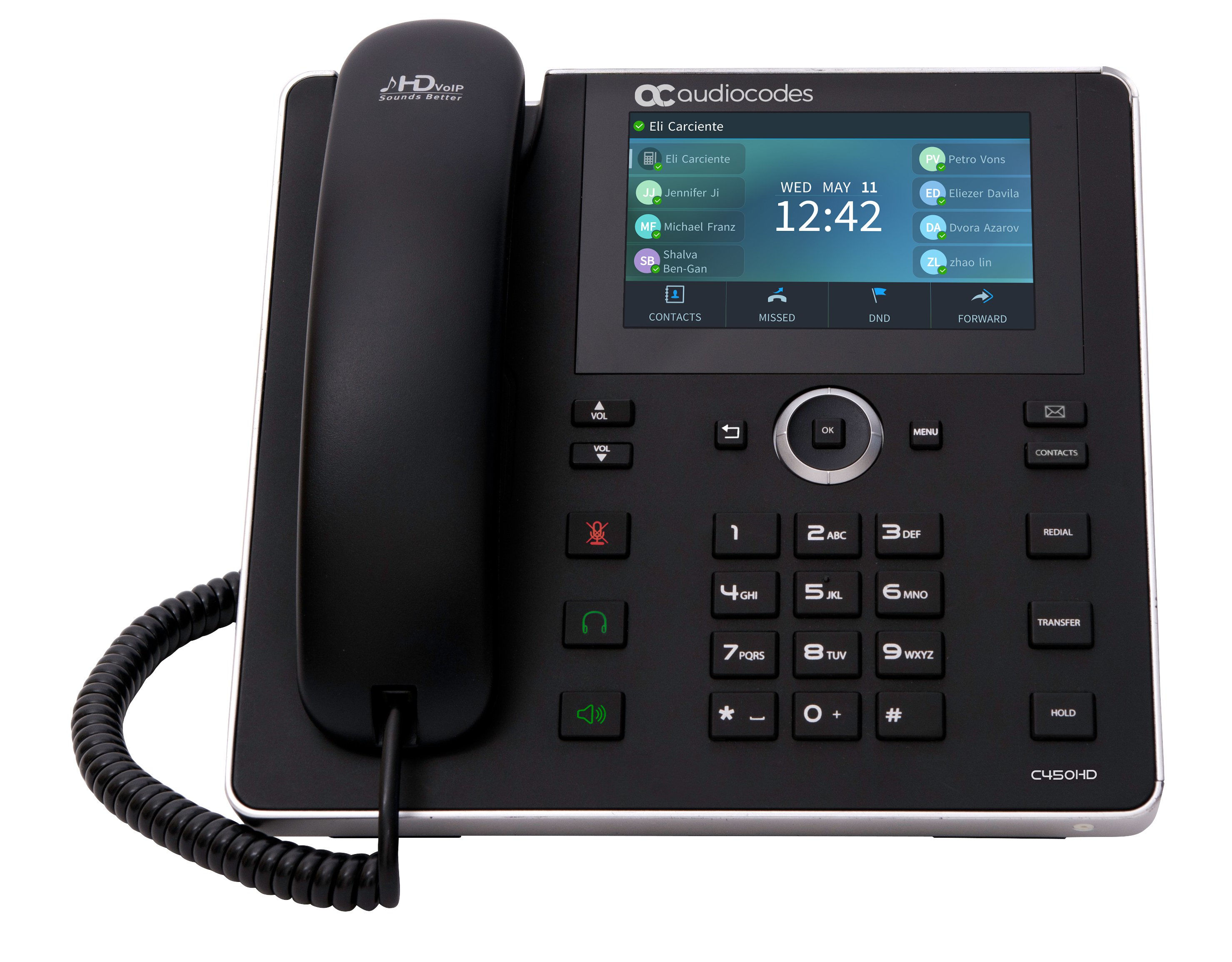 AudioCodes C450HD IP-Phone PoE GbE with integrated BT, Dual Band Wi-Fi and an external power supply black