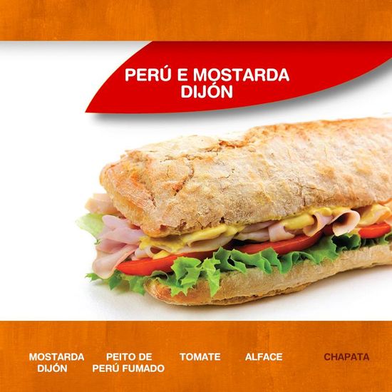 Vitaminas - Servido Menu (Takeaway, Delivery) - Sanduíche - Sugestão - Peru e Mostarda de Dijon + Molho