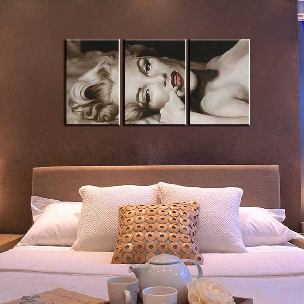 3 Piece Abstract Canvas Wall Art Marilyn Monroe Picture Black Regarding Most Popular 3 Piece Abstract Wall Art (Gallery 15 of 16)