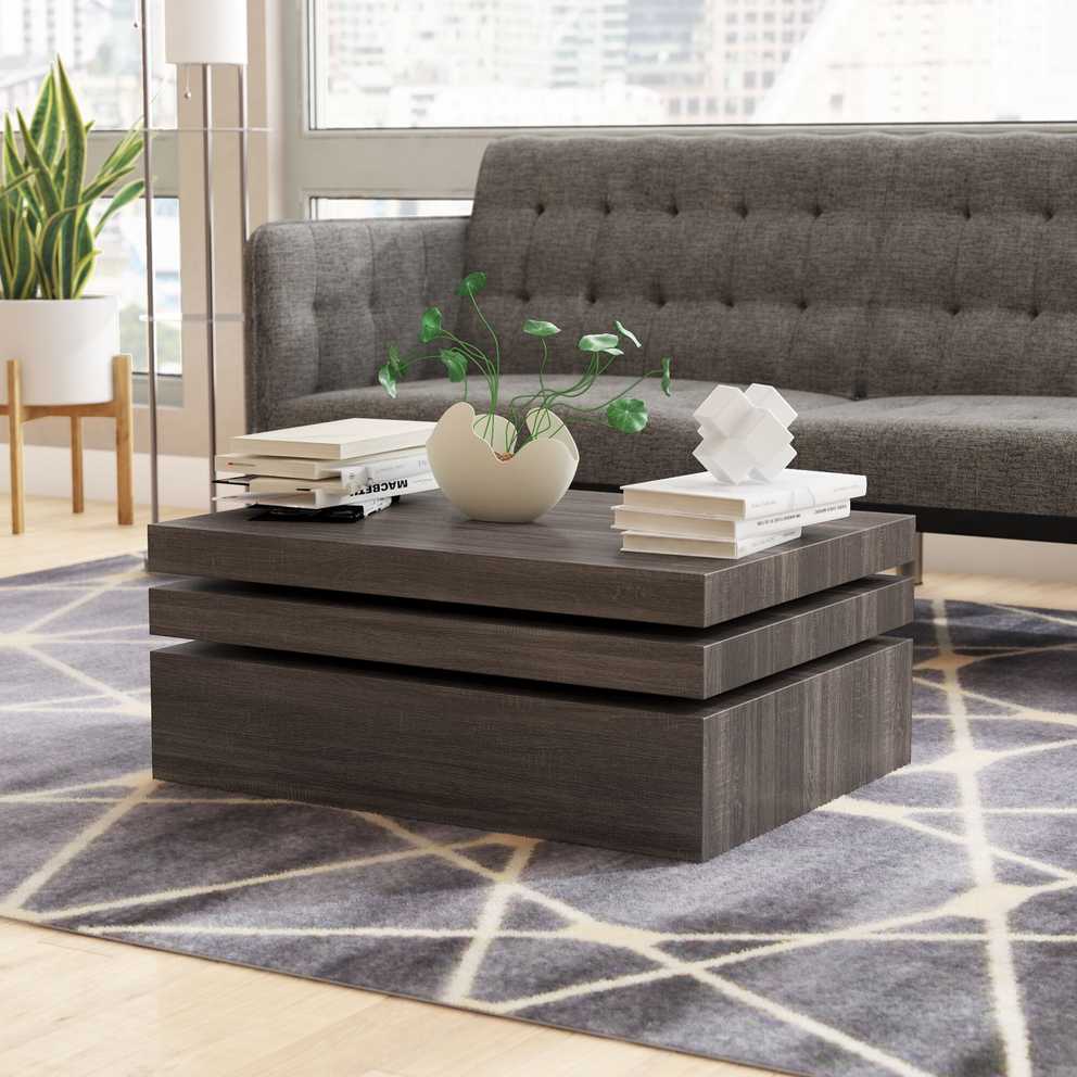 Brayden Studio® Stukes Coffee Table & Reviews | Wayfair Within Wood Rotating Tray Coffee Tables (Gallery 12 of 20)