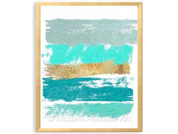 Mint Green Gold Turquoise Teal Wall Art, Abstract Printable Art, Geometric Wall  Art, Mint Gold Abstract Art, Modern… | Teal Wall Art, Free Wall Art, Teal  Home Decor Throughout 2017 Gold And Teal Wood Wall Art (Gallery 9 of 20)