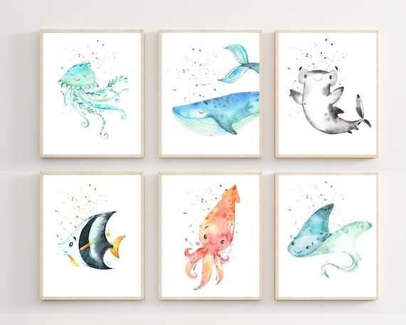 Under The Sea Wall Art Ocean Nursery Prints Sea Themed – Etsy Ireland For Best And Newest The Seawall Art (Gallery 8 of 20)