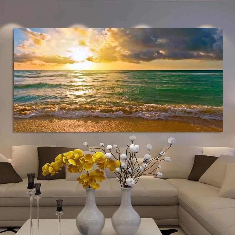Wall Painting Landscape Posters And Print Wall Art Canvas Painting Seascape  Sunrise Pictures For Living Room Home Decor No Frame – Painting &  Calligraphy – Aliexpress Pertaining To Recent Sunrise Wall Art (Gallery 1 of 20)
