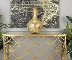 Geometric Glass Top Gold Console Tables