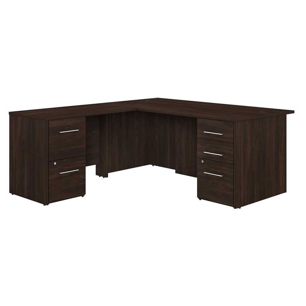 Featured Photo of Black Glass And Walnut Wood Office Desks